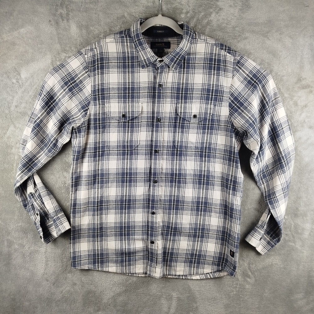 Roark Classic‎ Fit Flannel Shirt Plaid Long Sleeve Button Up Mens Large Casual